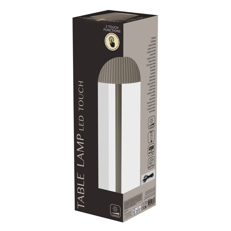 Casa si Gradina - Corpuri si surse de iluminat - Veioze si lampi - Veioze - Lampa de masa, LED Touch, 10x36 cm, taupe, 3 trepte de intensitate, lumina alb cald - Infinity.ro