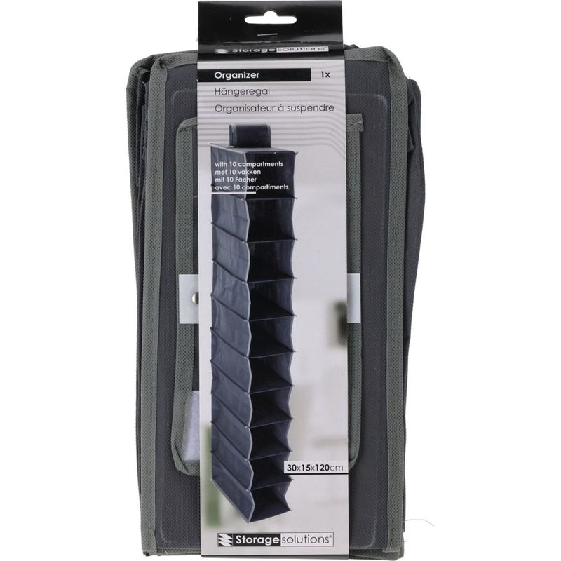 Casa si Gradina - Mobilier - Organizare si depozitare - Organizator incaltaminte - Organizator suspendat, cu 10 compartimente, 30x15x120 cm, textil rezistent, gri - Infinity.ro