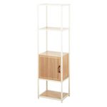 Casa si Gradina - Mobilier - Dulapuri si sifoniere - Dulapuri - Dulap cu cadru metalic si rafturi MDF, design modern cu usa din lemn, 43x33x153 cm, alb - Infinity.ro