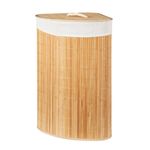 Market - Spalare si intretinere rufe - Uscatoare de rufe si accesorii - Cos de rufe din bambus, forma triunghiulara, cu capac – Excellent Houseware, 35×35×60 cm - Infinity.ro