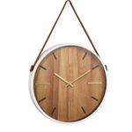 Casa si Gradina - Decoratiuni - Ceasuri - Ceas decorativ, de perete, cu maner, maro, cadran lemn, stil modern-elegant, 38 cm - Infinity.ro