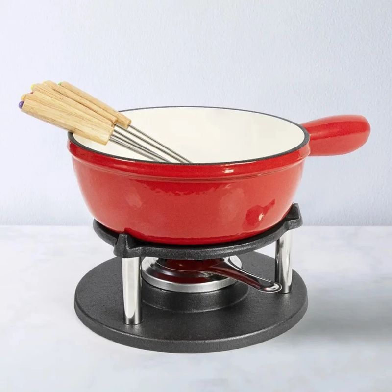 Casa si Gradina - Bucatarie si vesela - Vase pentru gatit - Oale si cratite - Oala emailata Fondue set 1,8 Litri Potrivit pentru Orice Tip de Plita - Infinity.ro