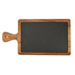 Casa si Gradina - Bucatarie si vesela - Ustensile bucatarie - Tava de servire eleganta din piatra cu maner din lemn de acacia 26x18 cm - Infinity.ro