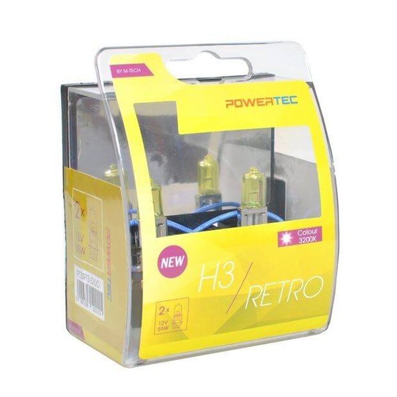 Auto si Moto - Electrice auto - Iluminare si semnalizare - Becuri auto - Set 2 Becuri PowerTec Retro H3 – Halogen Premium 55W GOLD - Infinity.ro