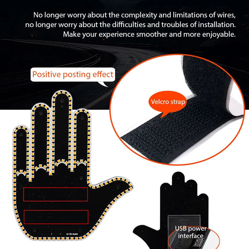 Auto si Moto - Piese auto si accesorii - Interior auto - Accesorii interior - Lampă LED Interactivă cu Gesturi pentru Mașină – Comunicare Amuzantă între Șoferi cu Telecomandă - Infinity.ro