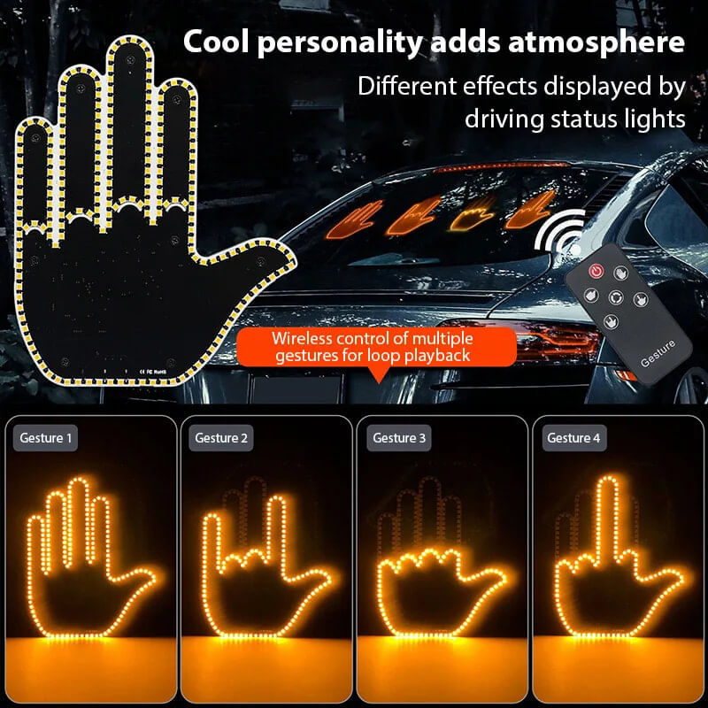 Auto si Moto - Piese auto si accesorii - Interior auto - Accesorii interior - Lampă LED Interactivă cu Gesturi pentru Mașină – Comunicare Amuzantă între Șoferi cu Telecomandă - Infinity.ro