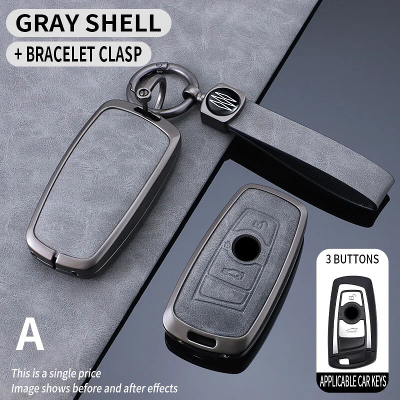 Auto si Moto - Electronice auto - Sisteme de inchidere centralizata - Carcasă cheie auto din aliaj plus breloc piele ecologica compatibil BMW 520 F10 F30 F18 118i 320i 1 3 5 7 Series X3 - Infinity.ro