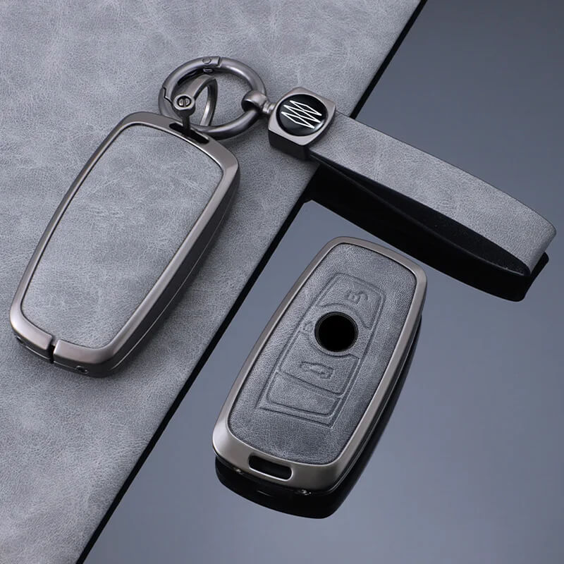 Auto si Moto - Electronice auto - Sisteme de inchidere centralizata - Carcasă cheie auto din aliaj plus breloc piele ecologica compatibil BMW 520 F10 F30 F18 118i 320i 1 3 5 7 Series X3 - Infinity.ro