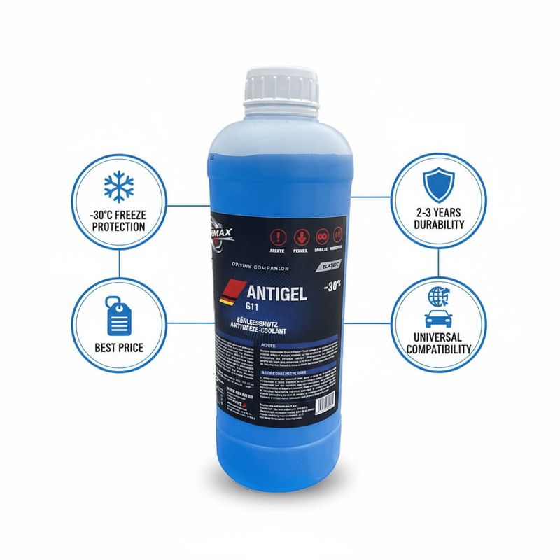 Auto si Moto - Intretinere auto - Uleiuri si lichide - Antigel Carmax G11 1L Concentrat Albastru – Protecție -30°C - Infinity.ro