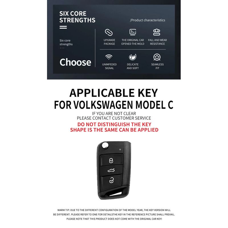 Auto si Moto - Electronice auto - Accesorii electronice auto - Husă cheie auto si breloc ABS+TPU compatibil VW Polo Tiguan Tayron T-ROC Golf 7 MK7 - Infinity.ro