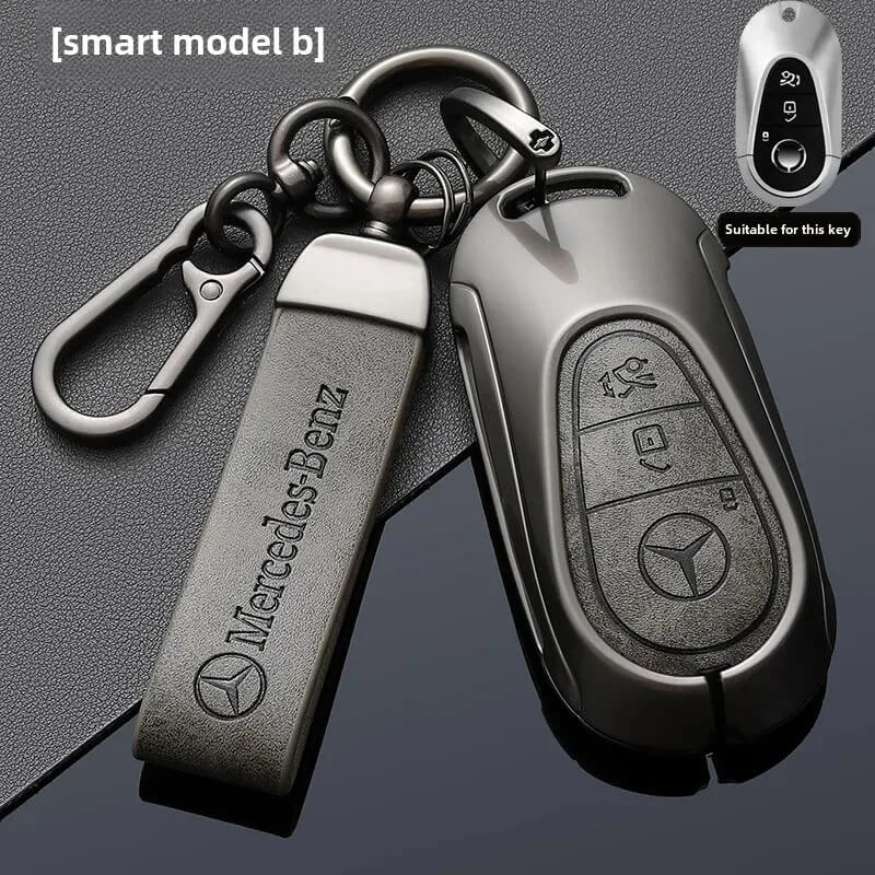 Auto si Moto - Electronice auto - Accesorii electronice auto - Husă cheie auto metalica si breloc compatibilă cu Mercedes-Benz E300L C260L Clasa A 180L GLA200 GLB220 GLS - Infinity.ro