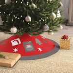 Casa si Gradina - Decoratiuni - Decoratiuni de sezon - Napron pentru pus sub brad, 97 cm – poliester – gri / rosu - Infinity.ro
