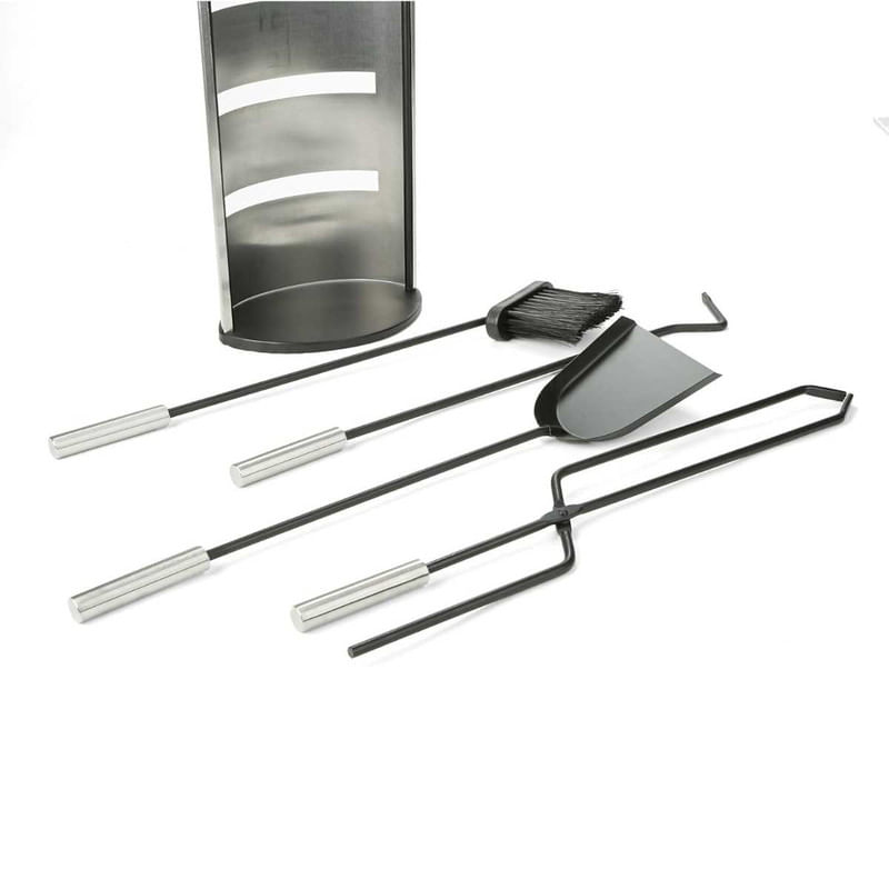 Casa si Gradina - Termice - Sobe, Seminee si accesorii - Accesorii seminee si sobe - Set 4 Accesorii Mercaton cu Suport pentru Semineu si Soba din Inox, 66 cm, Argintiu - Infinity.ro