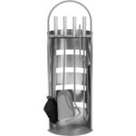 Casa si Gradina - Termice - Sobe, Seminee si accesorii - Accesorii seminee si sobe - Set 4 Accesorii Mercaton cu Suport pentru Semineu si Soba din Inox, 66 cm, Argintiu - Infinity.ro