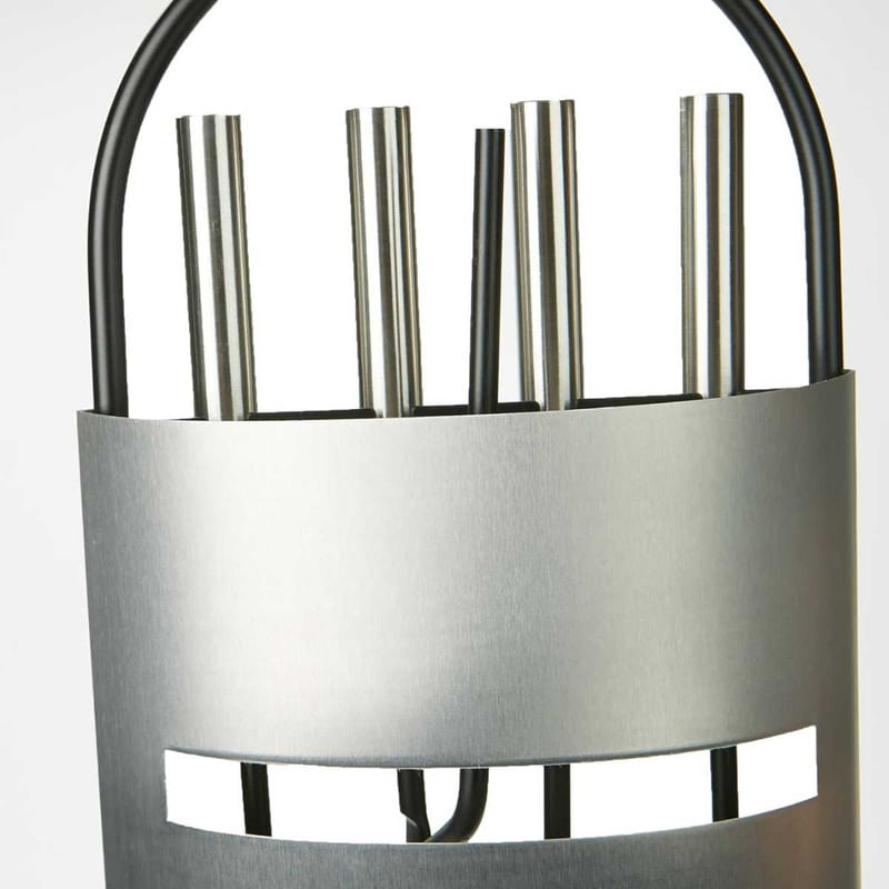 Casa si Gradina - Termice - Sobe, Seminee si accesorii - Accesorii seminee si sobe - Set 4 Accesorii Mercaton cu Suport pentru Semineu si Soba din Inox, 66 cm, Argintiu - Infinity.ro