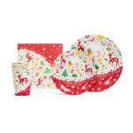 Casa si Gradina - Decoratiuni - Decoratiuni de sezon - Set de masa, cu motive de Craciun – 12 farfurii, 6 pahare, 20 servetele - Infinity.ro