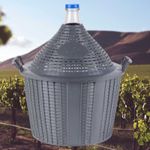 Casa si Gradina - Mobilier - Organizare si depozitare - Recipiente depozitare - Damigeana Mercaton din Sticla cu Capac, Manere si Cos din Plastic, Gura Larga 55 mm, 34 Litri, 570×460/355 mm - Infinity.ro