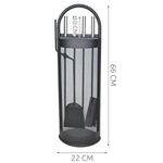 Casa si Gradina - Termice - Sobe, Seminee si accesorii - Accesorii seminee si sobe - Set accesorii semineu, suport cu 4 piese, otel, negru, 22×66 cm - Infinity.ro