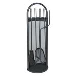 Casa si Gradina - Termice - Sobe, Seminee si accesorii - Accesorii seminee si sobe - Set accesorii semineu, suport cu 4 piese, otel, negru, 22×66 cm - Infinity.ro