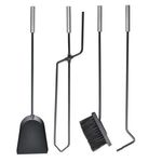 Casa si Gradina - Termice - Sobe, Seminee si accesorii - Accesorii seminee si sobe - Set accesorii semineu, suport cu 4 piese, otel, negru, 22×66 cm - Infinity.ro