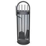 Casa si Gradina - Termice - Sobe, Seminee si accesorii - Accesorii seminee si sobe - Set accesorii semineu, suport cu 4 piese, otel, negru, 22×66 cm - Infinity.ro