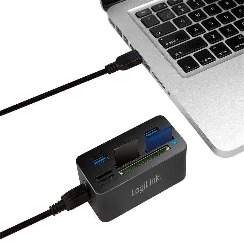 PC, gaming si accesorii - Retelistica - Hub-uri - HUB USB 3.0 LOGILINK, 3 USB, SD, MicroSD, M2, MS Duo/Pro, CF, negru - Infinity.ro