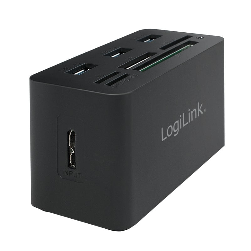 PC, gaming si accesorii - Retelistica - Hub-uri - HUB USB 3.0 LOGILINK, 3 USB, SD, MicroSD, M2, MS Duo/Pro, CF, negru - Infinity.ro