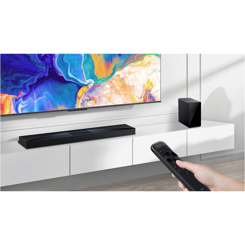 TV, Audio-Video si Foto - Home cinema si Soundbar - Soundbar - Soundbar TCL Q75H, 5.1.2, 620W, Bluetooth 5.1, Dolby Atmos & DTS-Virtual:X, e-ARC, Subwoofer Wireless, Negru - Infinity.ro