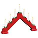 Casa si Gradina - Decoratiuni - Decoratiuni de sezon - Decoratiune cu lumanari de Craciun cu 7 LED Rosu 39.5 x 5 x 29 cm - Infinity.ro