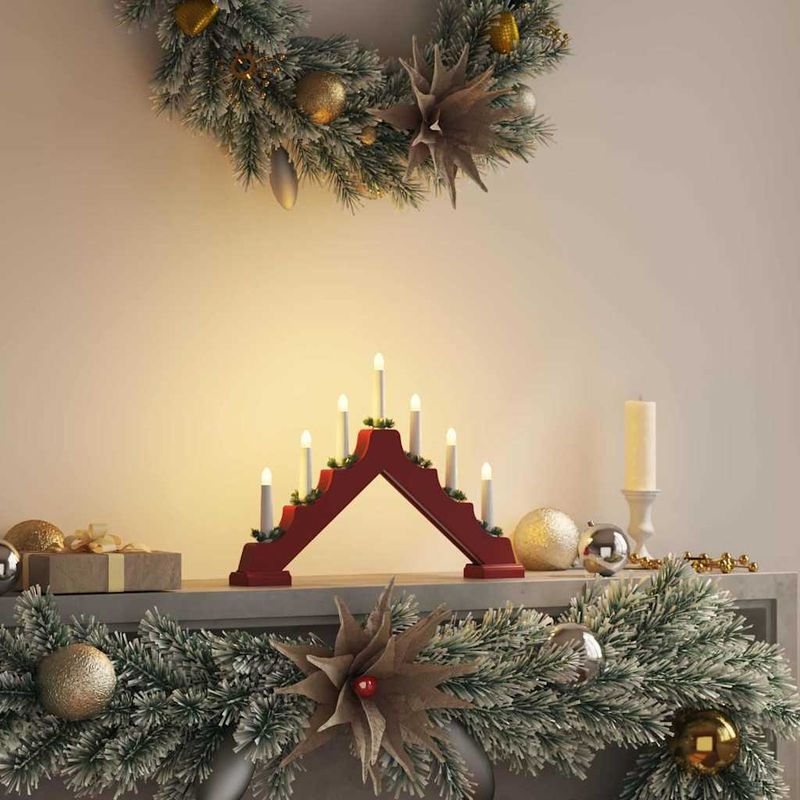 Casa si Gradina - Decoratiuni - Decoratiuni de sezon - Decoratiune cu lumanari de Craciun cu 7 LED Rosu 39.5 x 5 x 29 cm - Infinity.ro