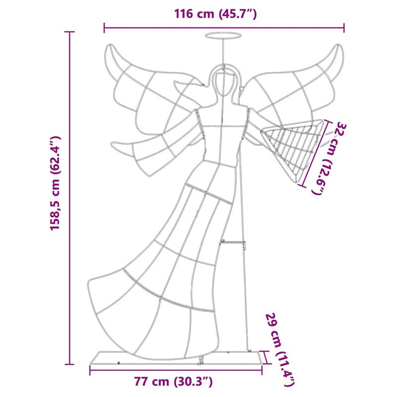 Casa si Gradina - Decoratiuni - Decoratiuni de sezon - Decoratiune ingeras de Craciun, Alb cald 116 x 29 x 158.5 cm Poliester - Infinity.ro