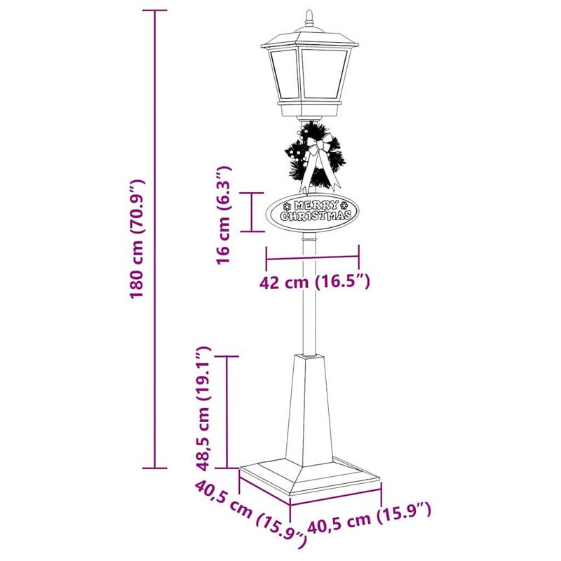 Casa si Gradina - Decoratiuni - Decoratiuni de sezon - Lampa de strada de Craciun cu felinar Rosu 40.5x40.5x180cm - Infinity.ro