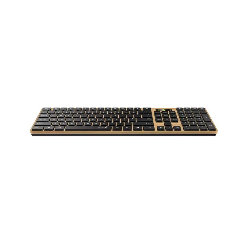 PC, gaming si accesorii - Periferice PC - Tastaturi - Tastatura Genius „SlimStar 7250BT”, wireless 2.4GHz+Bluetooth, 104 taste slim, tasta Copilot, lemn – negru - Infinity.ro
