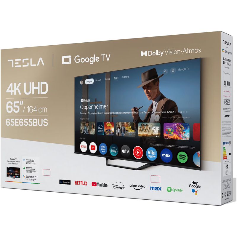 TV, Audio-Video si Foto - Televizoare - Televizor Tesla 65E655BUS, 165 cm, Smart Google TV, 4K Ultra HD, Clasa E - Infinity.ro