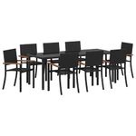 Casa si Gradina - Gradina si terasa - Mobilier exterior - Scaune si sezlonguri gradina - Set de masa pentru gradina 9 pcs Negru Rattan poli - Infinity.ro