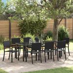 Casa si Gradina - Gradina si terasa - Mobilier exterior - Scaune si sezlonguri gradina - Set de masa pentru gradina 9 pcs Negru Rattan poli - Infinity.ro