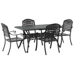 Casa si Gradina - Gradina si terasa - Mobilier exterior - Scaune si sezlonguri gradina - Set de masa pentru gradina 5 pcs Negru Aluminiu - Infinity.ro