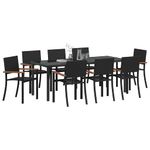Casa si Gradina - Gradina si terasa - Mobilier exterior - Scaune si sezlonguri gradina - Set de masa pentru gradina 9 pcs Negru Rattan poli - Infinity.ro