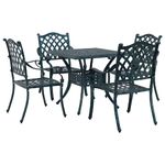 Casa si Gradina - Gradina si terasa - Mobilier exterior - Scaune si sezlonguri gradina - Set masa de gradina 5 pcs verde 80 x 80 x 75 cm Aluminiu turnat - Infinity.ro