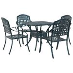 Casa si Gradina - Gradina si terasa - Mobilier exterior - Scaune si sezlonguri gradina - Set masa de gradina 5 pcs verde 80 x 80 x 75 cm Aluminiu turnat - Infinity.ro