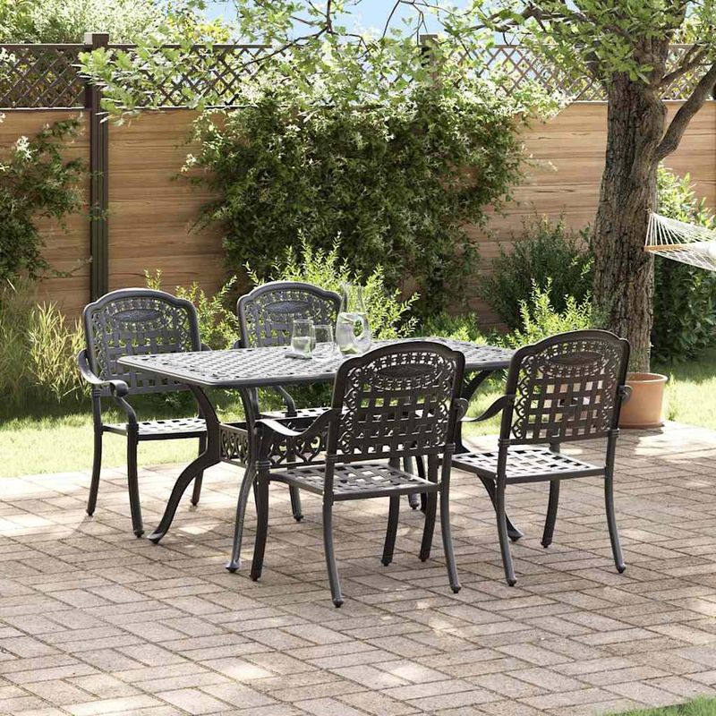 Casa si Gradina - Gradina si terasa - Mobilier exterior - Scaune si sezlonguri gradina - Set de masa pentru gradina 5 pcs Negru Aluminiu - Infinity.ro