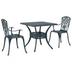 Casa si Gradina - Gradina si terasa - Mobilier exterior - Scaune si sezlonguri gradina - Set masa de gradina 3 pcs verde 80 x 80 x 75 cm Aluminiu turnat - Infinity.ro