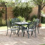 Casa si Gradina - Gradina si terasa - Mobilier exterior - Scaune si sezlonguri gradina - Set masa de gradina 5 pcs verde 80 x 80 x 75 cm Aluminiu turnat - Infinity.ro