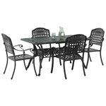 Casa si Gradina - Gradina si terasa - Mobilier exterior - Scaune si sezlonguri gradina - Set de masa pentru gradina 5 pcs Negru Aluminiu - Infinity.ro