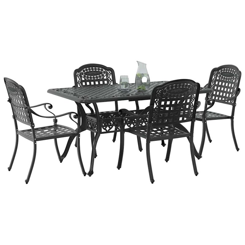 Casa si Gradina - Gradina si terasa - Mobilier exterior - Scaune si sezlonguri gradina - Set de masa pentru gradina 5 pcs Negru Aluminiu - Infinity.ro