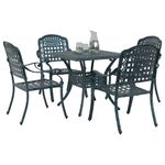 Casa si Gradina - Gradina si terasa - Mobilier exterior - Scaune si sezlonguri gradina - Set masa de gradina 5 pcs verde 80 x 80 x 75 cm Aluminiu turnat - Infinity.ro