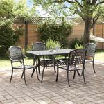 Casa si Gradina - Gradina si terasa - Mobilier exterior - Scaune si sezlonguri gradina - Set de masa pentru gradina 5 pcs Negru Aluminiu - Infinity.ro