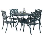 Casa si Gradina - Gradina si terasa - Mobilier exterior - Scaune si sezlonguri gradina - Set masa de gradina 5 pcs verde 80 x 80 x 75 cm Aluminiu turnat - Infinity.ro