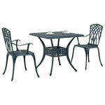 Casa si Gradina - Gradina si terasa - Mobilier exterior - Scaune si sezlonguri gradina - Set masa de gradina 3 pcs verde 80 x 80 x 75 cm Aluminiu turnat - Infinity.ro
