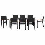 Casa si Gradina - Gradina si terasa - Mobilier exterior - Scaune si sezlonguri gradina - Set de masa pentru gradina 9 pcs Negru Rattan poli - Infinity.ro